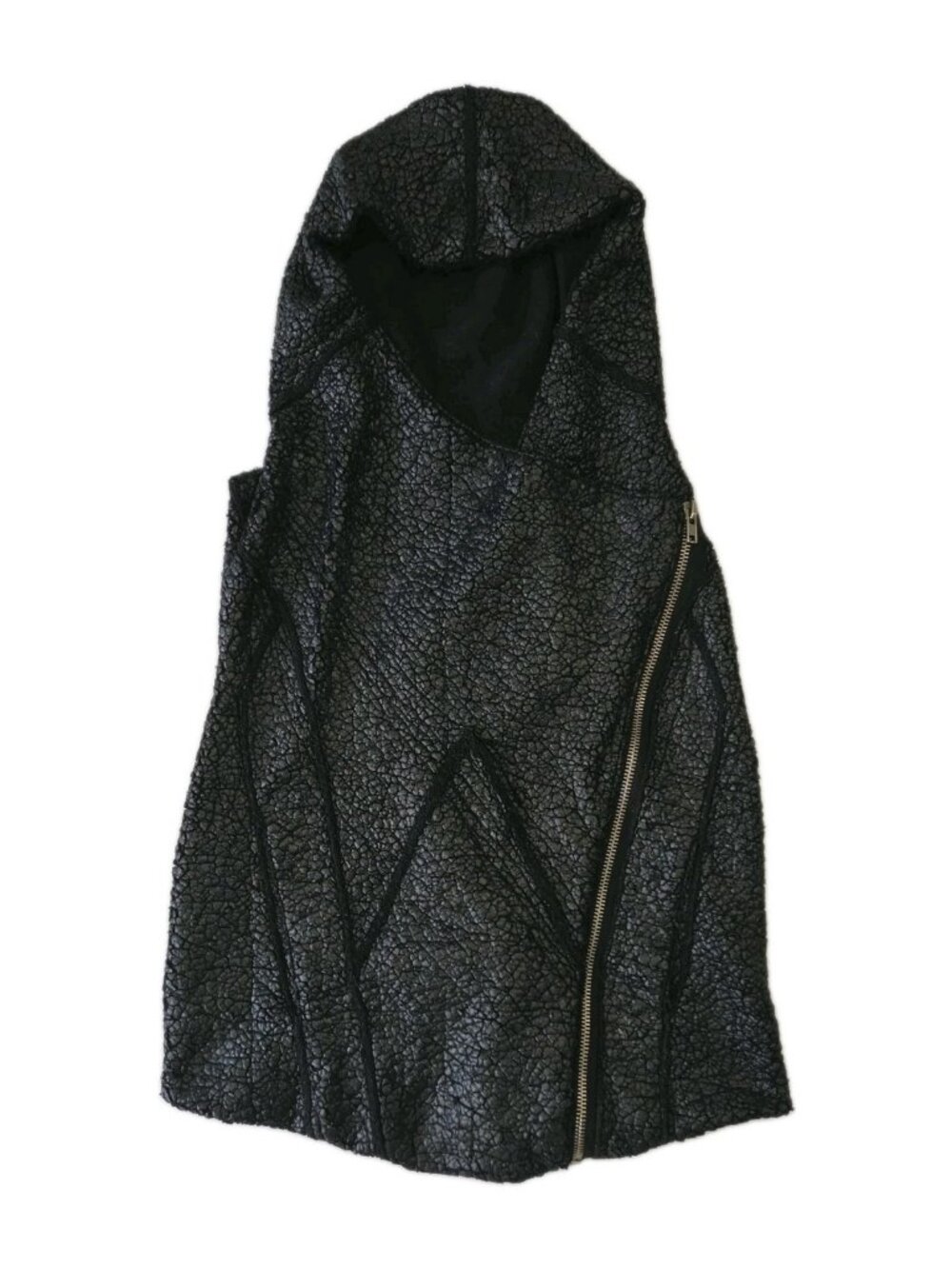 Helmut Lang Vintage Archive Asymmetrical Zip Hooded Vest Black Medium Made in US